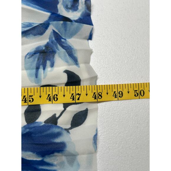 Talbots Dress Womens 10 Blue White Floral Sleeveless‎ Midi Office Church Modest - Picture 11 of 11